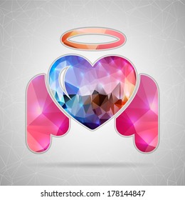 Abstract Creative concept vector icon of angel heart for Web and Mobile Applications isolated on background. Vector illustration template design, Business infographic and social media, origami icons.