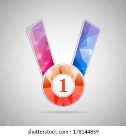 Abstract Creative concept vector icon of medal for Web and Mobile Applications isolated on background. Vector illustration template design, Business infographic and social media, origami icons.