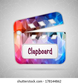 Abstract Creative concept vector icon of clapboard for Web and Mobile Applications isolated on background. Vector illustration template design, Business infographic and social media, origami icons.