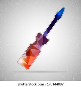 Abstract Creative concept vector icon of screwdriver for Web and Mobile Applications isolated on background. Vector illustration template design, Business infographic and social media, origami icons.