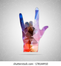 Abstract Creative concept vector icon of hand rock for Web and Mobile Applications isolated on background. Vector illustration template design, Business infographic and social media, origami icons.