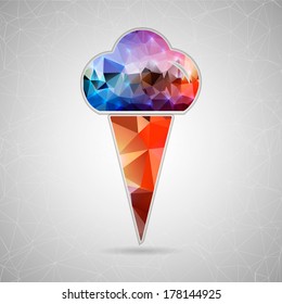 Abstract Creative Concept Vector Icon Of Ice Cream For Web And Mobile Applications Isolated On Background. Vector Illustration Template Design, Business Infographic And Social Media, Origami Icons.