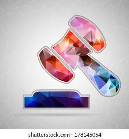 Abstract Creative concept vector icon of gavel for Web and Mobile Applications isolated on background. Vector illustration template design, Business infographic and social media, origami icons.