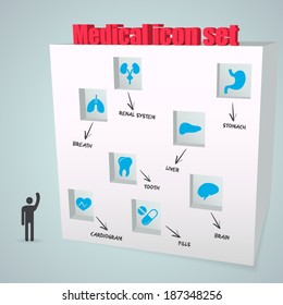Abstract Creative concept vector icon medical set for Web and Mobile Applications isolated on background. Vector illustration template design, Business infographic and social media, origami icons.