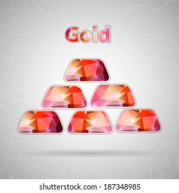 Abstract Creative concept vector icon of gold bullions for Web and Mobile Applications isolated on background. Vector illustration template design, Business infographic and social media, icons.