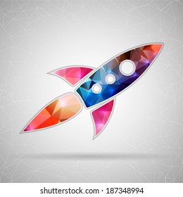 Abstract Creative concept vector icon of rocket for Web and Mobile Applications isolated on background. Vector illustration template design, Business infographic and social media, origami icons.