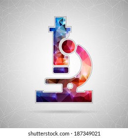 Abstract Creative concept vector icon of microscope for Web and Mobile Applications isolated on background. Vector illustration template design, Business infographic and social media, origami icons.