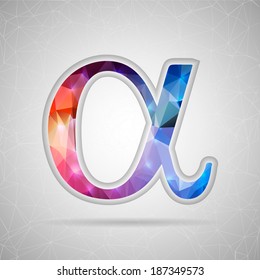 Abstract Creative concept vector icon of alpha for Web and Mobile Applications isolated on background. Vector illustration template design, Business infographic and social media, origami icons.