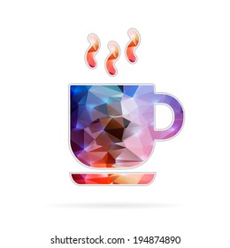 Abstract Creative concept vector icon of coffee cup for Web and Mobile Applications isolated on background. Vector illustration template design, Business infographic and social media, origami icons.