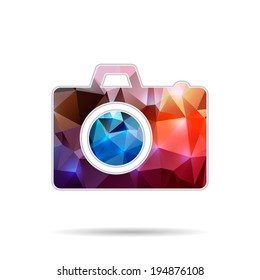 Abstract Creative concept vector icon of photo camera for Web and Mobile Applications isolated on background. Vector illustration template design, Business infographic and social media, origami icons.