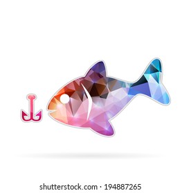 Abstract Creative concept vector icon of fishing for Web and Mobile Applications isolated on background. Vector illustration template design, Business infographic and social media, origami icons.
