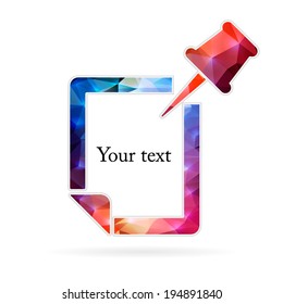 Abstract Creative concept vector icon of Push Pin for Web and Mobile Applications isolated on background. Vector illustration template design, Business infographic and social media, origami icons.