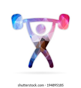 Abstract Creative concept vector icon of heavy athletics for Web and Mobile Applications isolated on background. Vector illustration template design, Business infographic and social media, origami.