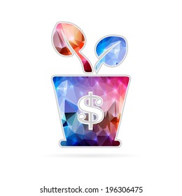 Abstract Creative concept vector icon of money tree for Web and Mobile Applications isolated on background. Vector illustration template design, Business infographic and social media, origami icons.