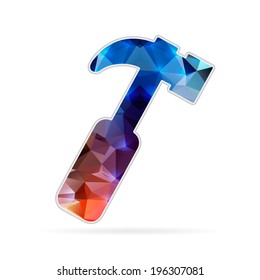 Abstract Creative concept vector icon of hammer for Web and Mobile Applications isolated on background. Vector illustration template design, Business infographic and social media, origami icons.
