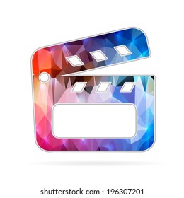 Abstract Creative concept vector icon of clapboard for Web and Mobile Applications isolated on background. Vector illustration template design, Business infographic and social media, origami icons.