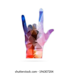 Abstract Creative concept vector icon of hand rock for Web and Mobile Applications isolated on background. Vector illustration template design, Business infographic and social media, origami icons.