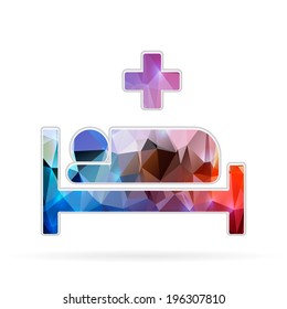 Abstract Creative concept vector icon of hospital bed for Web and Mobile Applications isolated on background. Vector illustration template design, Business infographic and social media, origami icons.