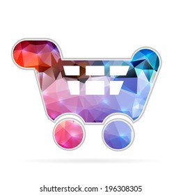 Abstract Creative concept vector icon of cart for Web and Mobile Applications isolated on background. Vector illustration template design, Business infographic and social media, origami icons.