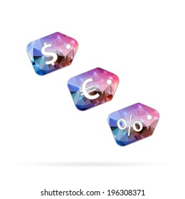Abstract Creative concept vector icon of price tag for Web and Mobile Applications isolated on background. Vector illustration template design, Business infographic and social media, origami icons.
