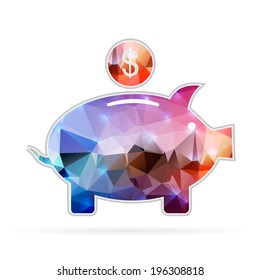 Abstract Creative concept vector icon of piggy bank for Web and Mobile Applications isolated on background. Vector illustration template design, Business infographic and social media, origami icons.