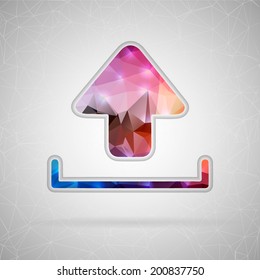 Abstract Creative concept vector icon of download. For Web and Mobile applications isolated on background, design illustration template, flat business infographic, social media, art origami icons.