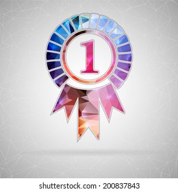 Abstract Creative concept vector icon of trophy medal. For Web and Mobile applications isolated on background, design illustration template, flat business infographic, social media, art origami icons.