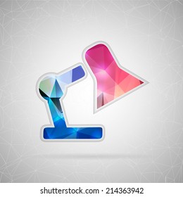 Abstract creative concept vector icon of lamp. For web and mobile content isolated on background, unusual template design, flat silhouette object and social media image, triangle art origami.