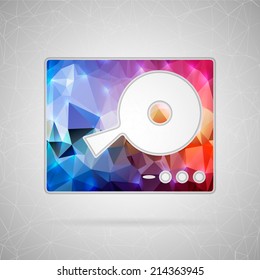 Abstract creative concept vector icon of DJ mixer table. For web and mobile content isolated on background, unusual template design, flat silhouette object and social media image, triangle art origami