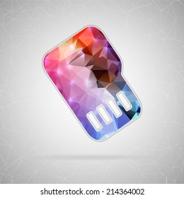 Abstract creative concept vector icon of sim card. For web and mobile content isolated on background, unusual template design, flat silhouette object and social media image, triangle art origami.