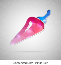 Abstract creative concept vector icon of chili pepper. For web and mobile content isolated on background, unusual template design, flat silhouette object and social media image, triangle art origami.