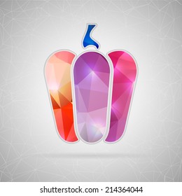 Abstract creative concept vector icon of pepper. For web and mobile content isolated on background, unusual template design, flat silhouette object and social media image, triangle art origami.