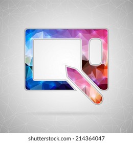 Abstract creative concept vector icon of graphics tablet. For web and mobile content isolated on background, unusual template design, flat silhouette object and social media image, triangle origami.