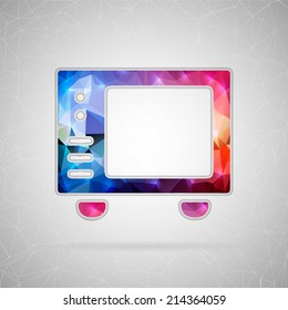 Abstract creative concept vector icon of microwave. For web and mobile content isolated on background, unusual template design, flat silhouette object and social media image, triangle art origami.