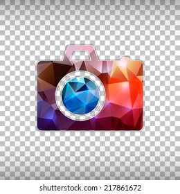 Abstract Creative concept vector icon of photo camera for Web and Mobile Applications isolated on background. Vector illustration template design, Business infographic and social media, origami icons.