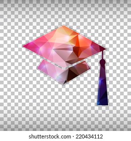 Abstract Creative concept vector icon of Graduation cap for Web and Mobile Applications isolated on background. Vector illustration template design, Business infographic and social media, origami.