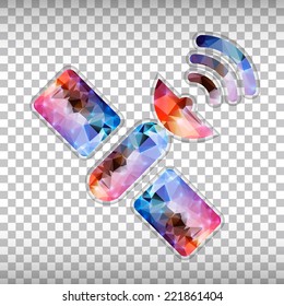 Abstract Creative concept vector icon of satellite for Web and Mobile Applications isolated on background. Vector illustration template design, Business infographic and social media, origami icons.