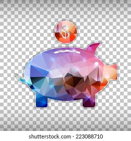 Abstract Creative concept vector icon of piggy bank for Web and Mobile Applications isolated on background. Vector illustration template design, Business infographic and social media, origami icons.