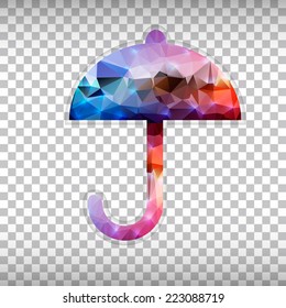 Abstract Creative concept vector icon of umbrella for Web and Mobile Applications isolated on background. Vector illustration template design, Business infographic and social media, origami icons. 