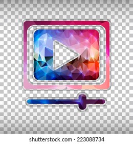 Abstract Creative concept vector icon of video player for Web and Mobile Applications isolated on background. Vector illustration template design, Business infographic and social media, origami icons. 
