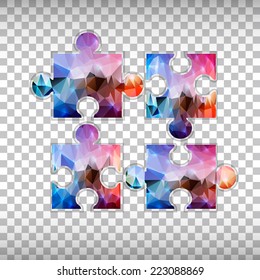 Abstract Creative concept vector icon of puzzle for Web and Mobile Applications isolated on background. Vector illustration template design, Business infographic and social media, origami icons. 