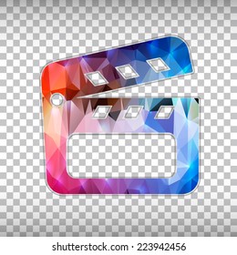 Abstract Creative concept vector icon of clapboard for Web and Mobile Applications isolated on background. Vector illustration template design, Business infographic and social media, origami icons.