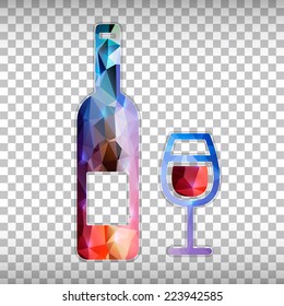 Abstract Creative concept vector icon of wine bottle for Web and Mobile Applications isolated on background. Vector illustration template design, Business infographic and social media, origami icons.