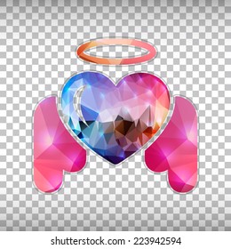 Abstract Creative concept vector icon of angel heart for Web and Mobile Applications isolated on background. Vector illustration template design, Business infographic and social media, origami icons.
