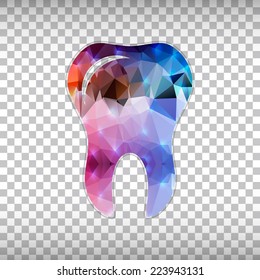 Abstract Creative concept vector icon of tooth for Web and Mobile Applications isolated on background. Vector illustration template design, Business infographic and social media, origami icons.