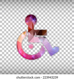 Abstract Creative concept vector icon of wheelchair for Web and Mobile Applications isolated on background. Vector illustration template design, Business infographic and social media, origami icons.