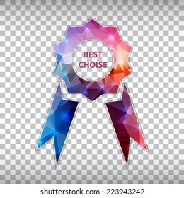 Abstract Creative concept vector icon of ribbons award for Web and Mobile Applications isolated on background. Vector illustration template design, Business infographic and social media, origami.