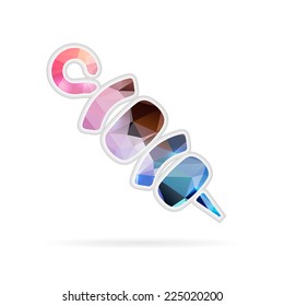 Abstract creative concept vector icon of shish. For web and mobile content isolated on background, unusual template design, flat silhouette object and social media image, triangle art origami.