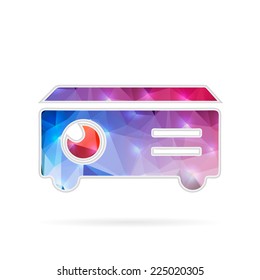 Abstract creative concept vector icon of projector. For web and mobile content isolated on background, unusual template design, flat silhouette object and social media image, triangle art origami.