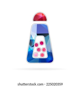 Abstract creative concept vector icon of Salt Shaker. For web and mobile content isolated on background, unusual template design, flat silhouette object and social media image, triangle art origami.